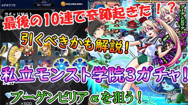 【モンスト】私立モンスト学院3をガチャったら最後に奇跡起きた！？ガチャを引くべきかも徹底解説！【ゆっくり実況】