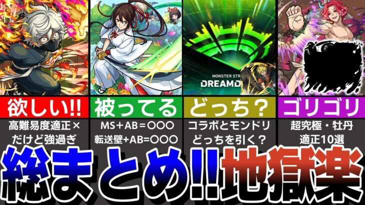 地獄楽コラボ総まとめ！超究極適正に★6キャラ紹介も！モンドリとコラボどっちを優先？画眉丸、佐切、亜左弔兵衛の厳選と戦型解放は？【モンスト】【ゆっくり解説】