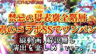 【永久保存版】禁忌の獄 表裏全層を別のコラボ固有SSでワンパン！ (縦動画版、前回から変更点もあり)【モンスト】