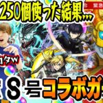 【怪獣８号コラボガチャ】オーブ1250個使って250連した結果..!? M4タイガー桜井&宮坊が日比野カフカ/四ノ宮キコル/保科宗四郎狙いでガチャる！【モンスト】