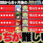 【モンスト】初回から半年経った時点での『試練の間』と『空中庭園』ではどっちが難しかったのかを解説