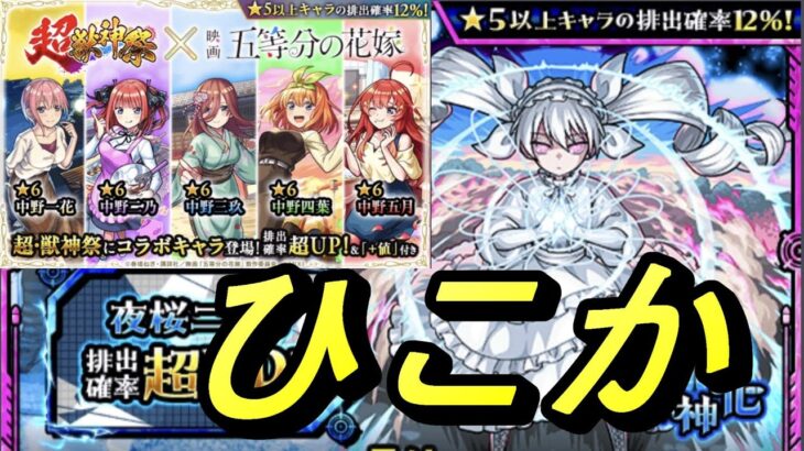 【モンスト】夜桜三刃PU　五等分の花嫁ガチャ