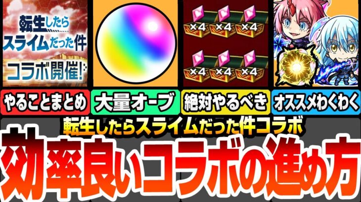 【モンスト】効率良い『転スラコラボ』の進め方！超効率で守護獣や運極を終わらせる為に絶対やるべきこと！大量オーブを回収しよう！リムルやミリムのオススメわくわくの実！やることまとめ【へっぽこストライカー】