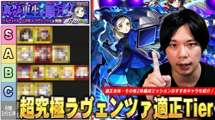 【モンスト】最近のコラボの中でも結構難しい追加超究極！特にその他キャラ2体以上編成ミッションはかなり難しい！超究極『ラヴェンツァ』しろ的適正Tierランキング！【ペルソナ5コラボ】【しろ】